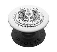 Sak Yant Tigres Jumeaux Tatouage Yantra Thaïlande Souvenir PopSockets PopGrip Adhésif