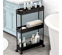 SAKA Chariot de Rangement Fin à 3 étages pour Salle de Bain, Cuisine, buanderie, endroits étroits, Noir