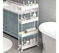 SPACELEAD SAKA - Chariot de Rangement Fin à 4 Niveaux pour Salle de Bain - Chariot de Rangement Coulissant - Étagère Mobile pour Bureau, Salle de Bain, Cuisine, buanderie - Endroits étroits - Blanc