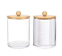 Sakamura 2 pots à coton-tige transparents avec couvercle - Verres d'apothicaire - Pour le comptoir