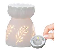 Sakamura Brûleur à Bougie en céramique - Bougie Creuse Blanche | Support Bougie Diffuseur Parfumé Maison Chambre Décor Fleur Motif pour Chambre, Bureau, Salon