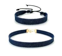 SAKEIOU Lot de 2 bracelets en denim réglables fabriqués à la main avec chaîne colorée pour les amoureux, As Shown, Denim