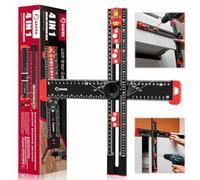 Saker Règle de positionnement de perçage 4 en 1, règle carrée en T réglable de 35 cm, gabarit de matériel d'armoire, outils de jauge de marquage pour le travail du bois, gabarit de perçage de trou de