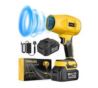 Saker Souffleur de Feuilles Portable sans Fil - 180 000 TR/Min - Vitesse réglable pour Nettoyage de terrasse, séchage et Camping - 2 Batteries - Jaune