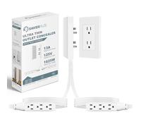 SakerPlus Rallonge de prise de courant pour correcteur de sortie avec 3 sorties AC, câble d'extension de prise plat de 8 pieds, taille universelle, 1625 W pour cuisine, maison et bureau, sans danger