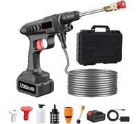 Sakerpluss Portable Cordless Pressure Washer, Cordless Jet washers/Pressure washers, 6-in-1 Adjustable Nozzle, 6000/12000mAh Battery,Car/Floor/Window/Garden (12000mAh Model)