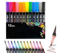 Sakesfor/Neattidyly Magische Stifte, 8/12/24/26/48 Colors Neattidyly Marker Pen for Highlight, Double Line Outline Glitter Pens with Quick Dry Ink for Notetaking Scribbling Office Study (12 Colors)