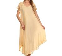 Sakkas 00931 Chaque Jour Essentials Cap Sleeve Caftan Dress/Cover Up - Beige - One Size