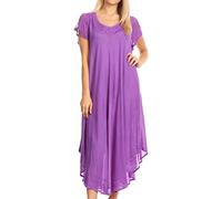 Sakkas 00931 Chaque Jour Essentials Cap Sleeve Caftan Dress/Cover Up - Purple - One Size