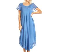 Sakkas 00931 Everyday Essentials Cap Sleeve Caftan Dress/Cover Up - Ocean Blue - One Size