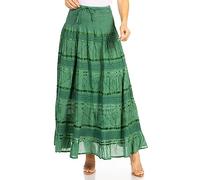 Sakkas 0604 Jupe bohème Paysanne en Dentelle et Ruban - A-ForestGreen - OS