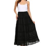 Sakkas 0604 Jupe Dentelle et Ruban Paysanne Bohémienne - Noir - Taille Unique