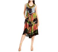 Sakkas 101RC Palm Tree Tie Dye Caftan Robe/Cover Up - Noir - OS