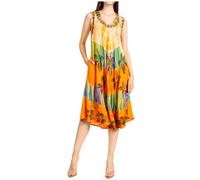 Sakkas 101RC Palm Tree Tie Dye Caftan Robe/Cover Up - Orange - Taille