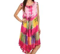 Sakkas 101RC Palm Tree Tie Dye Caftan Robe/Cover Up - Rose - Taille