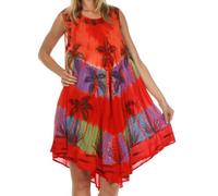 Sakkas 101RC Palm Tree Tie Dye Caftan Robe/Cover Up - Rouge - Taille