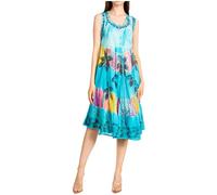 Sakkas 101RC Palm Tree Tie Dye Caftan Robe/Cover Up - Turquoise - Taille