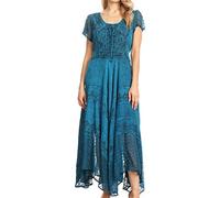 Sakkas 1322 Robe fée brodée Marigold - Bleu Turquoise - L/XL