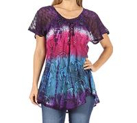 Sakkas 14783 - Dina - Chemisier à Manches Courtes avec Broderie et Sequins - Dye - Violet - OSP