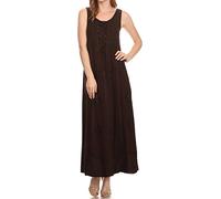 Sakkas 15229 - Stella Long - Robe de Corset Ajustable avec Capuchon et Broderie - Chocolat - L/XL