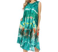 Sakkas 15803 - Nora - Robe de Caftan à Manches Courtes et Broderies sans Manches - Teal - OS