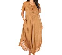 Sakkas 16603 - Egan longue robe de caftan brodé/Couvrir avec mancherons brodés - Café - OS