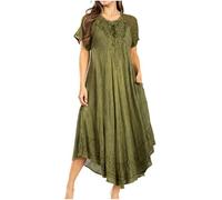 Sakkas 16603 - Robe caftan longue brodée Egan/Couvrez-vous avec des mancherons brodés - A-Jaune - OS