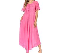 Sakkas 16603 - Robe caftan longue brodée Egan/Couvrez-vous avec des mancherons brodés - P-BubbleGum - OS