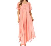 Sakkas 16603 - Robe caftan longue brodée Egan/Couvrez-vous avec des mancherons brodés - P-Salmon - OS