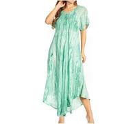 Sakkas 17604 - Robe Myani Two Tone Brodé Sheer Manches Longues Caftan | Cover Up - Seagreen - OS