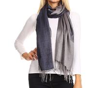 Sakkas 1777 - Nicola Reversible Warm and Soft Unisexe Echarpe Stole Wrap Solid Color-block - Marine - OS