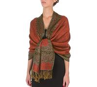 Sakkas 178cm x 71cm Dessins bordures Double épaisseur Type Tissé Pashmina Châle/Echarpe/Etole - Mandarine
