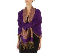 Sakkas 178cm x 71cm Dessins bordures Double épaisseur Type Tissé Pashmina Châle/Echarpe/Etole - Violet