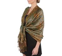 Sakkas 178cm x 71cm Double épaisseur Jacquard Cachemire Viscose Pashmina Châle/Echarpe/Etole - Celadon Vert