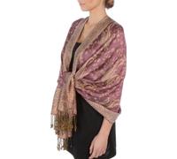 Sakkas 178cm x 71cm Double épaisseur Jacquard Cachemire Viscose Pashmina Châle/Echarpe/Etole - Mauve/Doré Cachemire