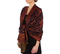 Sakkas 178cm x 71cm Double épaisseur Jacquard Cachemire Viscose Pashmina Châle/Echarpe/Etole - Midnight Bleu