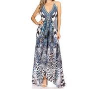 Sakkas 1817 - Lizi Womens Maxi High-Low Halter Handkerchief Long Dress Beach Party - EW309-White - OS