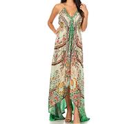 Sakkas 1817 - Lizi Womens Maxi High-Low Halter Handkerchief Long Dress Beach Party - MM307-Multi - OS