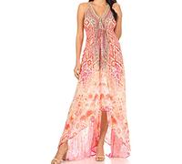 Sakkas 1817 - Lizi Womens Maxi High-Low Halter Handkerchief Long Dress Beach Party - TPI317-Pink - OS