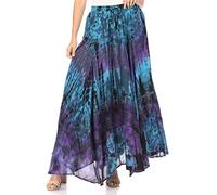 Sakkas 18222 - Ester Femmes Simple Boho Maxi Full Circle Jupe tie-Dye avec Taille élastique - Sarcelle - OS