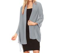 Sakkas 18225 - Jona Foulard Châle en Mousseline de Soie pour Femmes - Mariée, Soirée - Gris Argenté - 7029