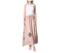 Sakkas 1828 - Jupe bohème brodée Style Gitane pour Femme Zarah avec Poches à Taille élastique en Dentelle - P-Taupe - OSP