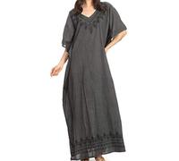 Sakkas 1901 - Favi Womens Décontracté Maxi Robe Longue Caftan Cover Up Loungewear Rayonnene - 1-Noir - OS