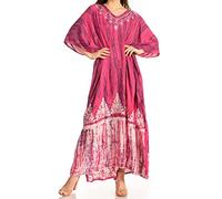Sakkas 1902 - Robe Maxi d'été décontractée Boho pour Femmes Tacy Caftan Kaftan camouflant LougeWear - Fuschia Navy - OS