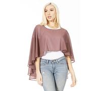 Sakkas 1921 -Anya femmes en mousseline de soie douce mariage demoiselle d'honneur mariée Cape Wrap boléro haussement d'épaules - prune - OS