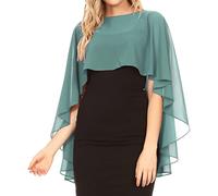 Sakkas 1921 -Anya femmes en mousseline de soie mariage demoiselle d'honneur mariée Cape Wrap boléro haussement d'épaules - bleu acier - OS