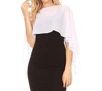 Sakkas 1921 - Anya Women's - Robe de mariée en mousseline douce pour la mariée avec cape de banderole,Blanc, Taille Unique