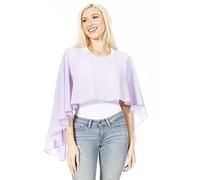 Sakkas 1921 - Anya Women's Soft Chiffon Wedding Bridesmaid Bridal Cape Wrap Bolero Shrug - Lavande - OS