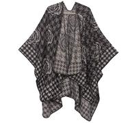Sakkas 1928 - Lupe Womens Réversible Poncho Wrap Cape Châle Manteau Cardigan Motif - Heather Black - OS