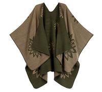 Sakkas 1928 - Lupe Womens Réversible Poncho Wrap Cape Châle Manteau Cardigan Motif - Sunflower Brown - OS
